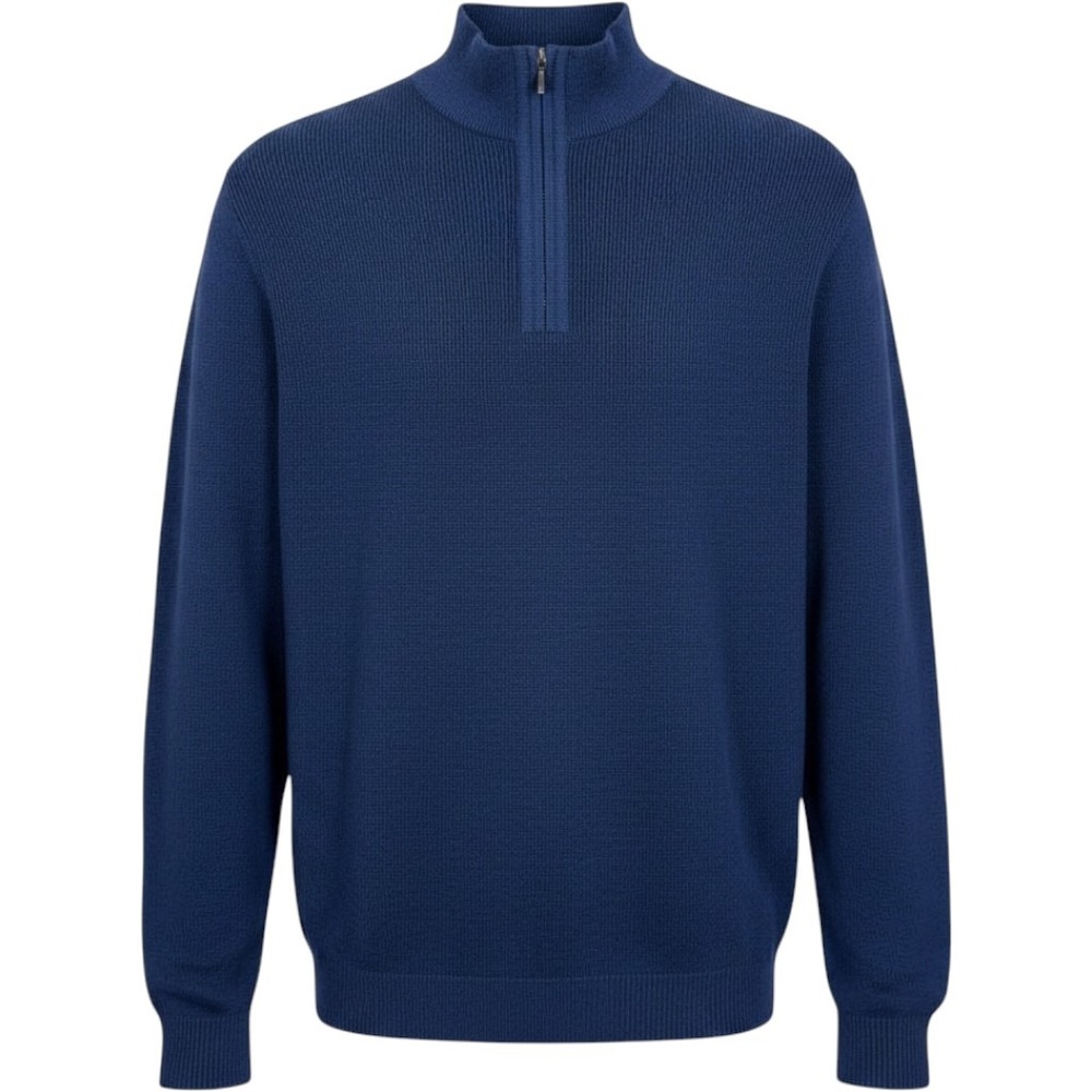 VTG St. Croix Mens Size L Wool Blend Ribbed 1/4 Zip Sweater Made in USA Luxury